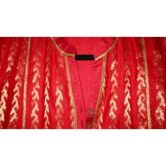 BIBA Festive Holiday Red/Gold Embroidery Boho Tunic Global Sz Small Vibrant - Picture 4 of 9
